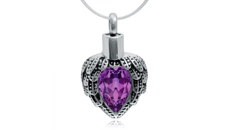 ashes jewellery stainless steel purple heart 